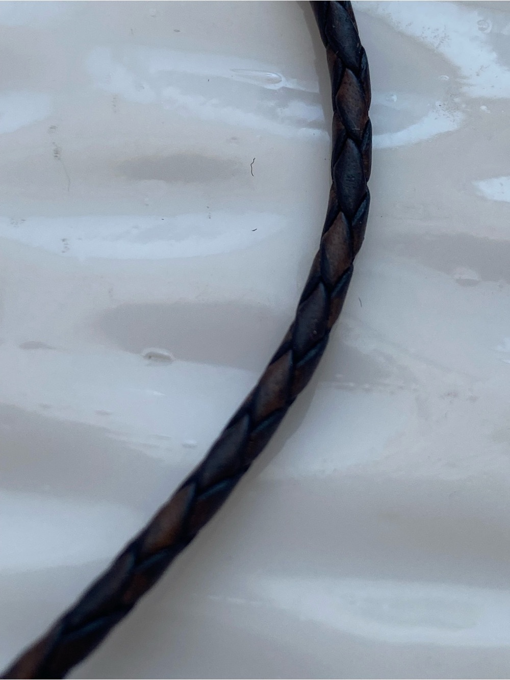 Sterling Silver Filigree Bead on Brown  Braided Cord Necklace - Picture 5 of 9